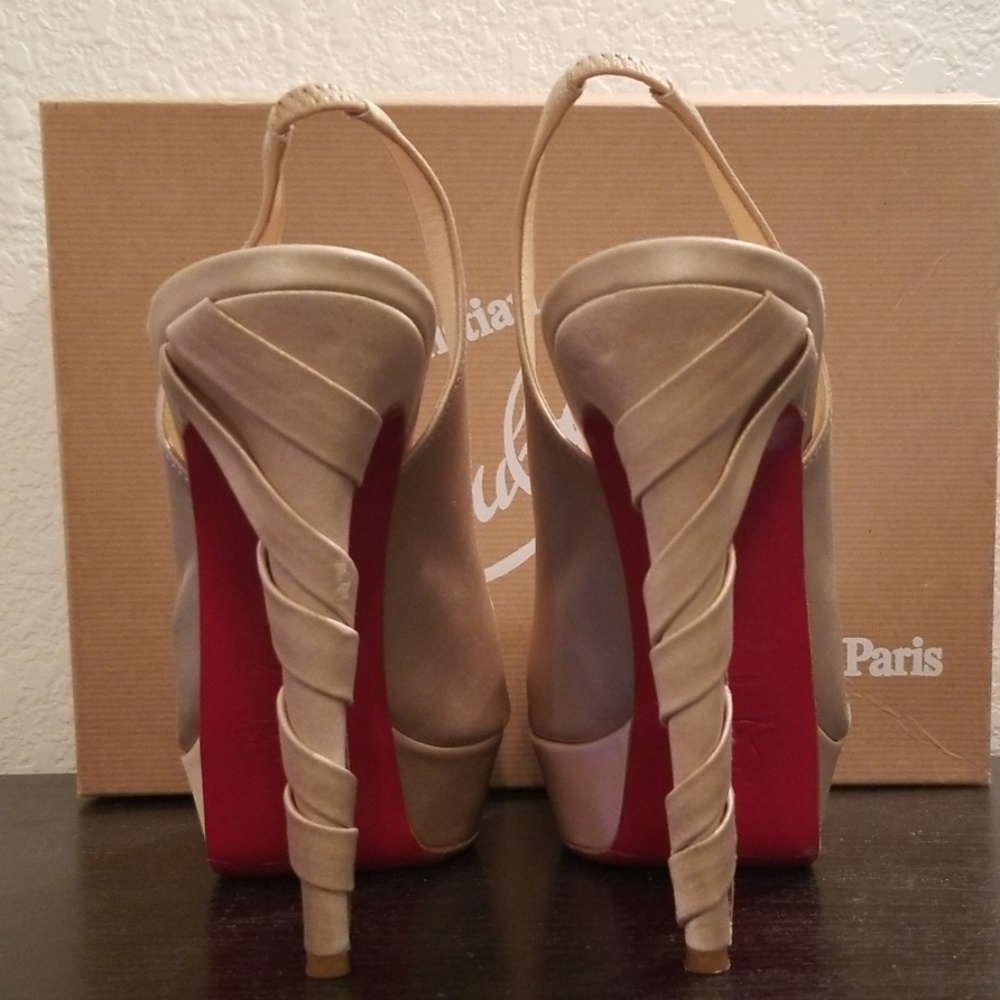 Christian Louboutin Platform Satin Nude Heels 39.5 - Picture 5 of 8